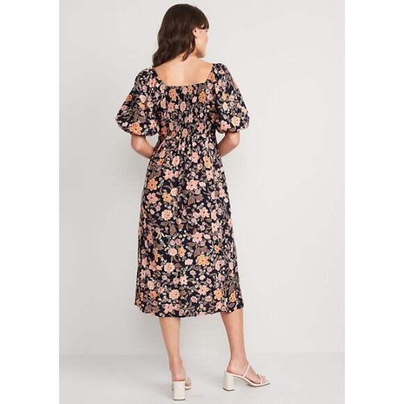 Old Navy Peasant Dress Size 4X Plus Puff Sleeve Cottagecore Floral Boho Prairie - Picture 15 of 16